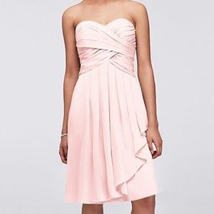 David's Bridal Short Crinkle Chiffon Dress - Petal